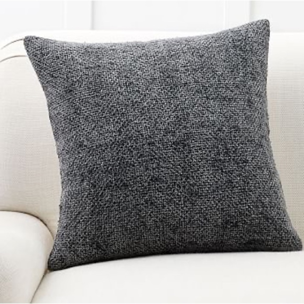 Faye Linen Textured Pillow Cover, 20 x 20", Charcoal